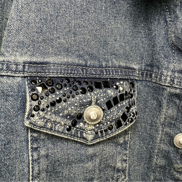 Christine Alexander‎ Swarvoski Crystal Embellished Denim Jacket size XL - Picture 4 of 8